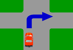 When making a right-hand turn at the intersection shown, you must give way to