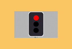 At traffic lights what is meant when a red light appears?