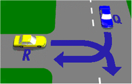 At the T-intersection shown in the diagram which vehicle should give way?