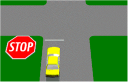 You are driving the car in the diagram. You must stop -