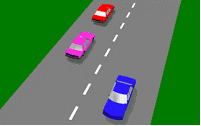 You are in the pink vehicle, you may overtake the vehicle in front -