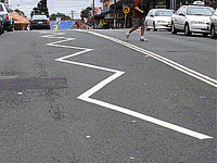 You see these zig-zag marking in the road in front of you. What do they mean?