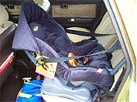 You want to fit a baby restraint to your car.  What should you secure the restraint to?